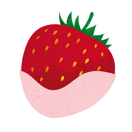Illustration of strawberry dipped in yogurt